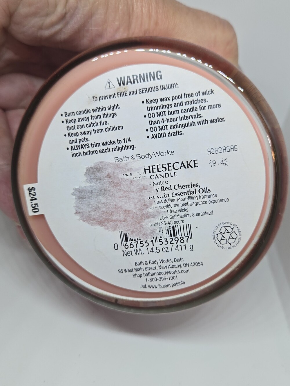 Bath & Body Works New York Cherry Cheesecake Scented Candle - Pink - Picture 3 of 4